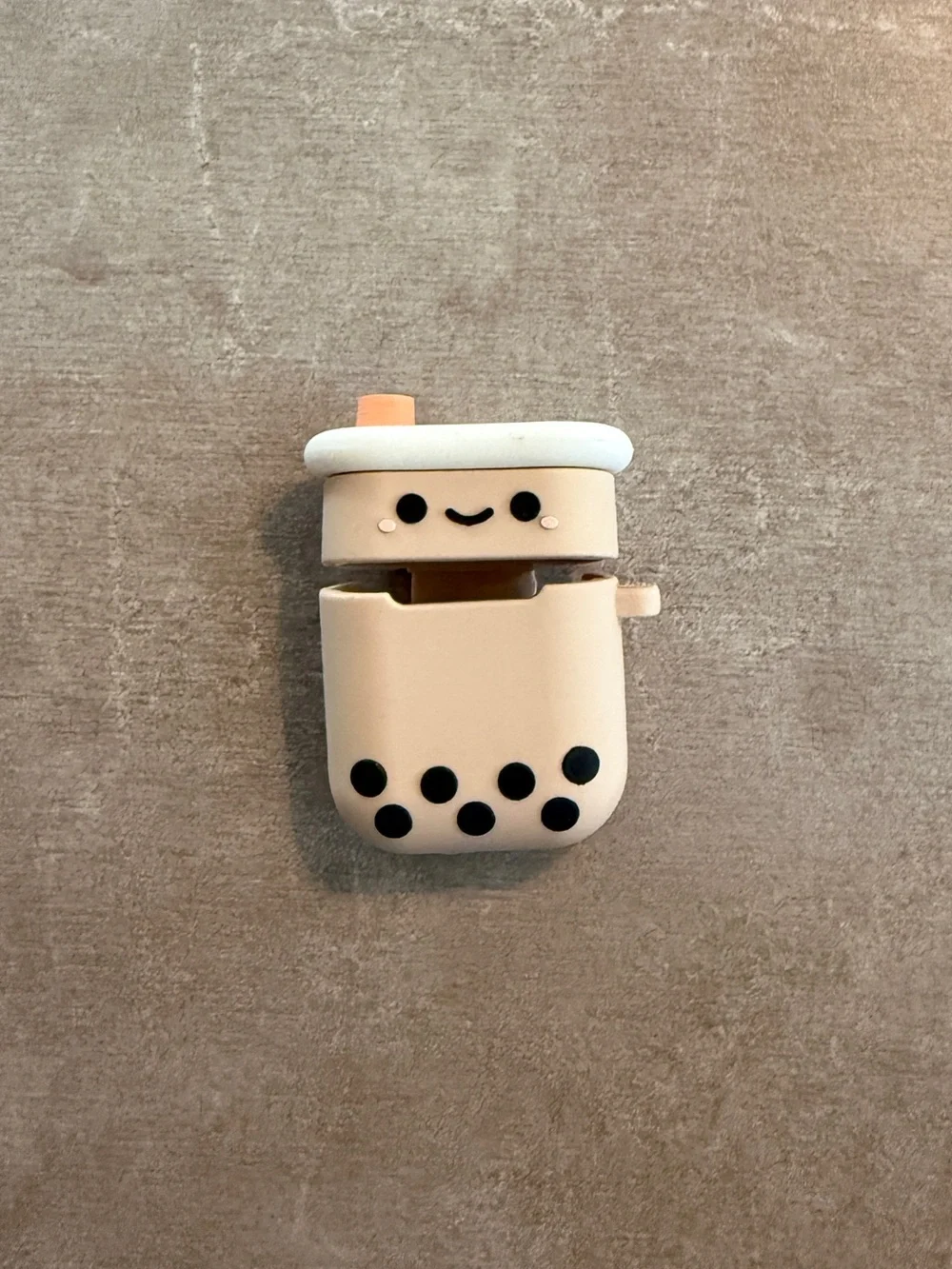 Peach Bubble Tea Silicone Earbuds Case for Kids